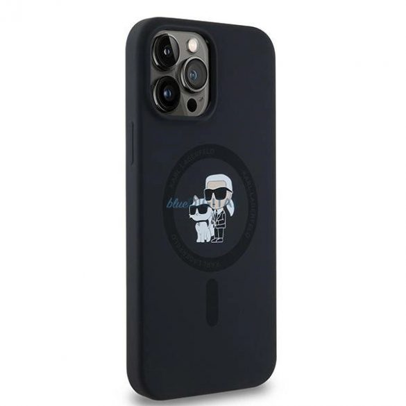 Husa Karl Lagerfeld din silicon Karl&Choupette MagSafe pentru iPhone 13 Pro / 13 - neagra