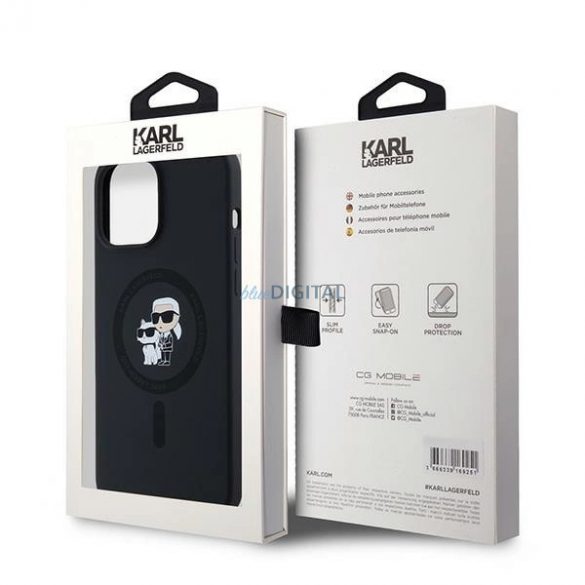 Husa Karl Lagerfeld din silicon Karl&Choupette MagSafe pentru iPhone 13 Pro / 13 - neagra