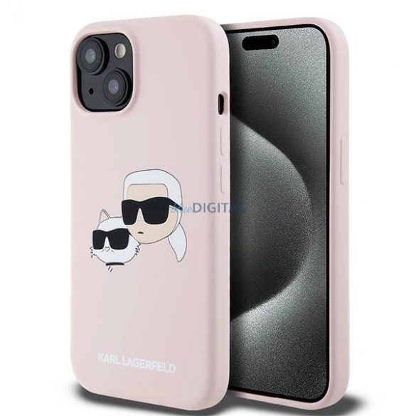 Husa Karl Lagerfeld din silicon Karl&Choupette MagSafe pentru iPhone 15 / 14 / 13 - roz