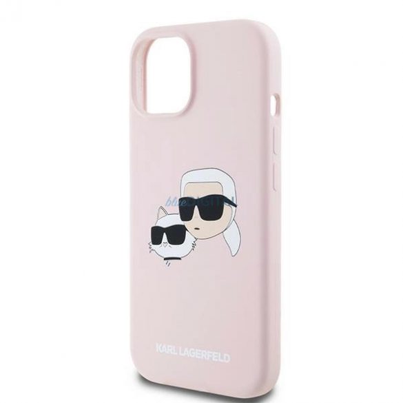 Husa Karl Lagerfeld din silicon Karl&Choupette MagSafe pentru iPhone 15 / 14 / 13 - roz