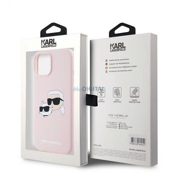 Husa Karl Lagerfeld din silicon Karl&Choupette MagSafe pentru iPhone 15 / 14 / 13 - roz