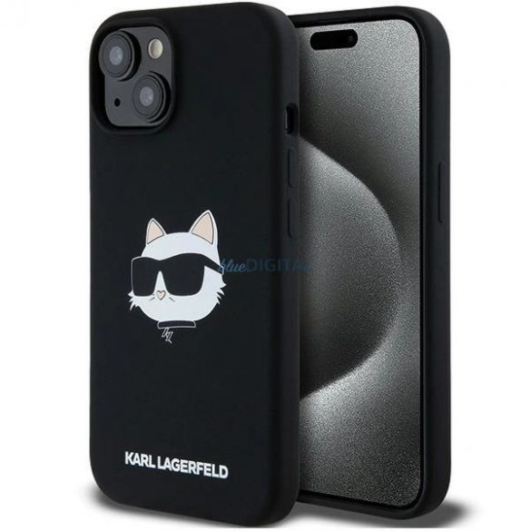 Husa Karl Lagerfeld din silicon Choupette Head MagSafe pentru iPhone 15/14/13 - Neagra