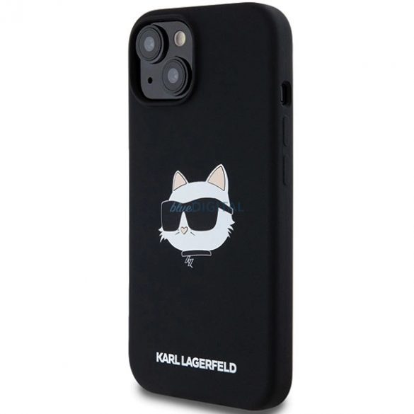 Husa Karl Lagerfeld din silicon Choupette Head MagSafe pentru iPhone 15/14/13 - Neagra