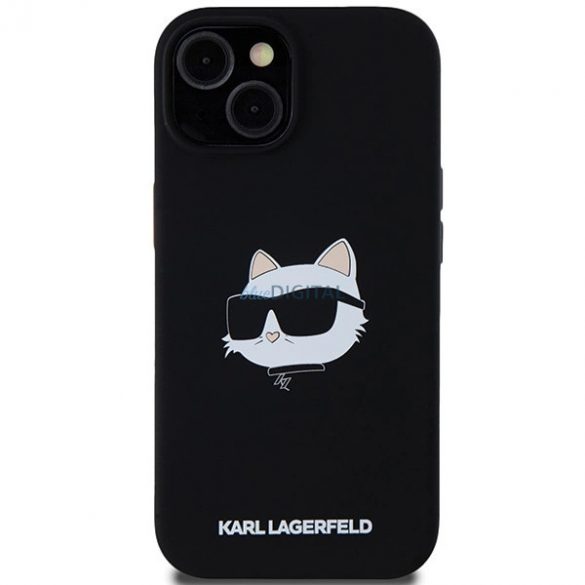 Husa Karl Lagerfeld din silicon Choupette Head MagSafe pentru iPhone 15/14/13 - Neagra