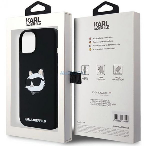 Husa Karl Lagerfeld din silicon Choupette Head MagSafe pentru iPhone 15/14/13 - Neagra