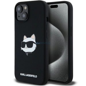 Husa Karl Lagerfeld din silicon Choupette Head MagSafe pentru iPhone 15 Plus / 14 Plus - Neagra