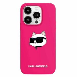 Husă Karl Lagerfeld din silicon Choupette Head MagSafe pentru iPhone 15 / 14 / 13 - roz