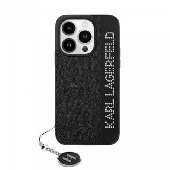 Husă Karl Lagerfeld Saffiano Strass & Charm pentru iPhone 15 / 14 / 13 - negru