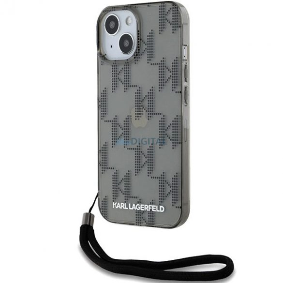 Husă Karl Lagerfeld IML Mono KL Pattern & Cord pentru iPhone 15 / 14 / 13 - negru