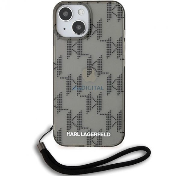 Husă Karl Lagerfeld IML Mono KL Pattern & Cord pentru iPhone 15 / 14 / 13 - negru