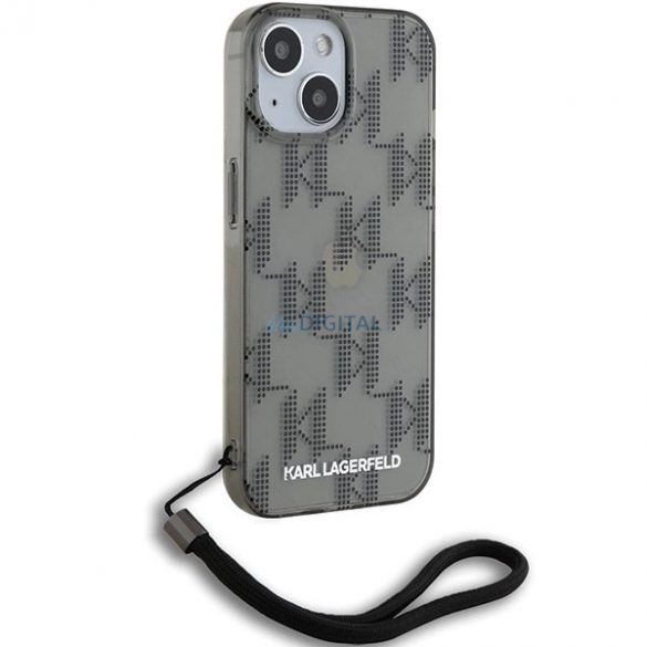 Husă Karl Lagerfeld IML Mono KL Pattern & Cord pentru iPhone 15 / 14 / 13 - negru