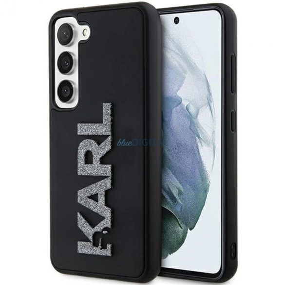 Husa Karl Lagerfeld 3D Rubber Glitter Logo pentru Samsung Galaxy S24 - neagra