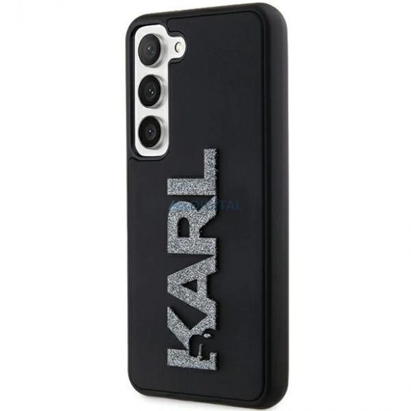 Husa Karl Lagerfeld 3D Rubber Glitter Logo pentru Samsung Galaxy S24 - neagra