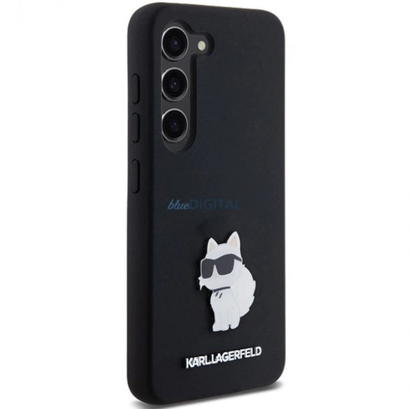 Husa Karl Lagerfeld Silicon Choupette Metal Pin pentru Samsung Galaxy S24 - neagra