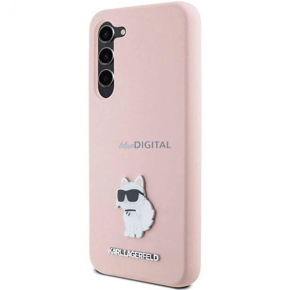 Husa Karl Lagerfeld Silicon Choupette Metal Pin pentru Samsung Galaxy S24 - roz