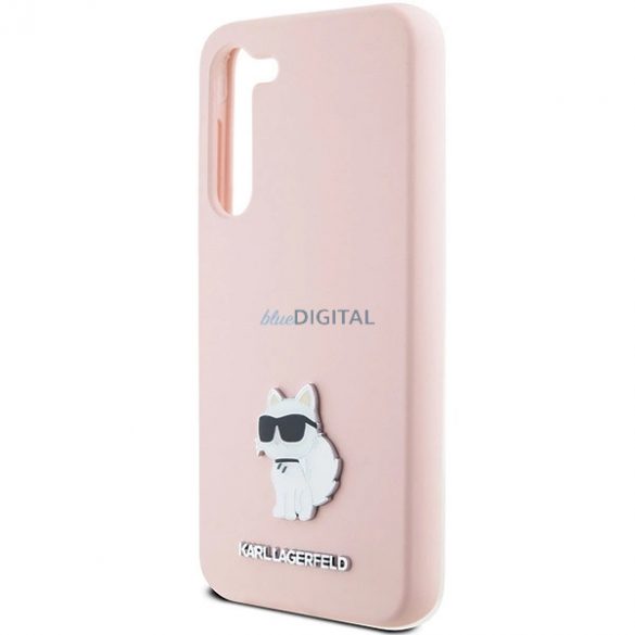 Husa Karl Lagerfeld Silicon Choupette Metal Pin pentru Samsung Galaxy S24 - roz