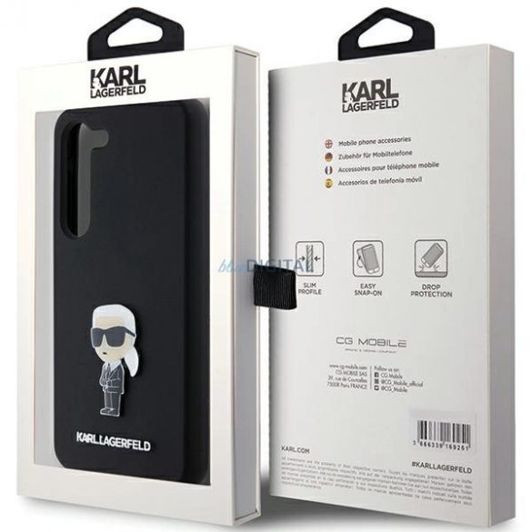 Husa Karl Lagerfeld Silicon Ikonik Metal Pin pentru Samsung Galaxy S24 - neagra