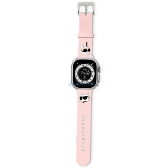 Curea Karl Lagerfeld din cauciuc 3D Karl&Chouppete Heads pentru Apple Watch 38/40/41mm - roz