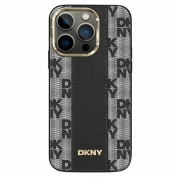 Husă MagSafe din piele cu carouri DKNY pentru iPhone 13 Pro / 13 - neagră