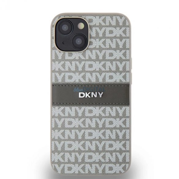 Husa DKNY din piele Mono Stripe & Metal Logo pentru iPhone 15 / 14 / 13 - bej