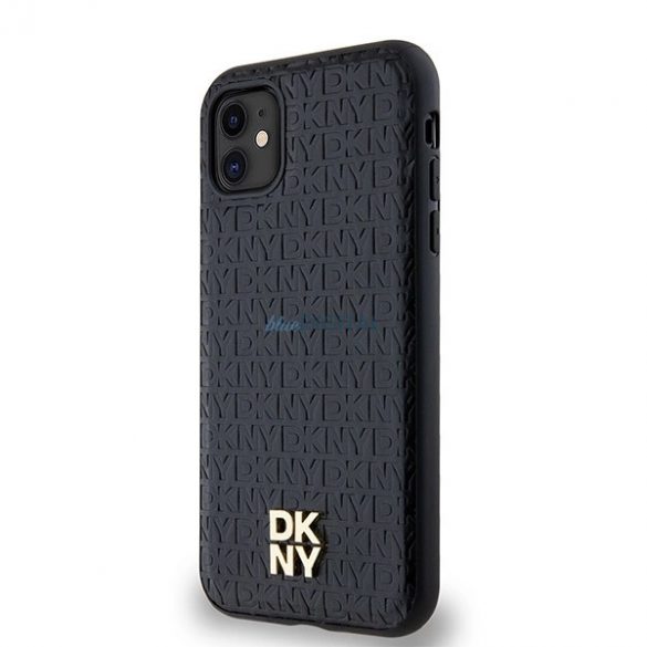 Husa MagSafe din piele cu model monogramă din piele DKNY pentru iPhone 11 / Xr - neagră