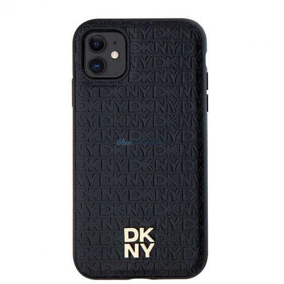 Husa MagSafe din piele cu model monogramă din piele DKNY pentru iPhone 11 / Xr - neagră