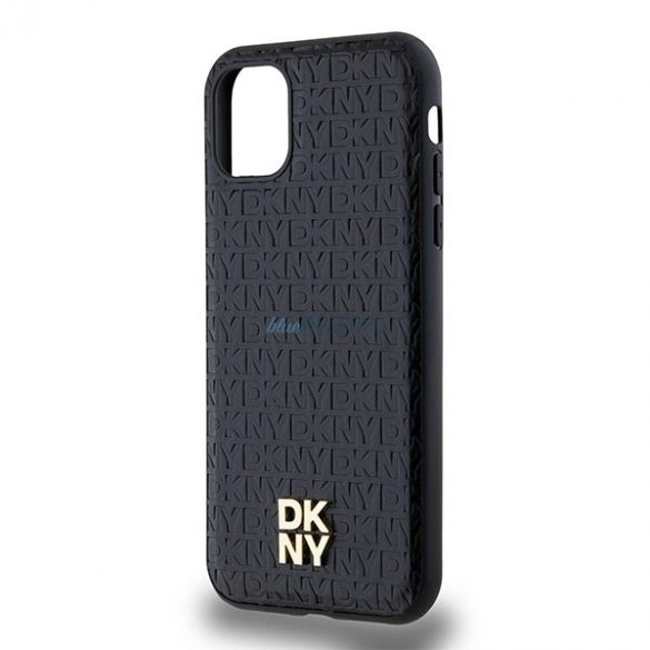 Husa MagSafe din piele cu model monogramă din piele DKNY pentru iPhone 11 / Xr - neagră