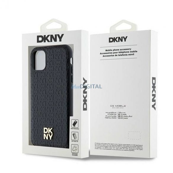 Husa MagSafe din piele cu model monogramă din piele DKNY pentru iPhone 11 / Xr - neagră