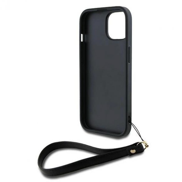 Husă DKNY Wrist Strap Stock Logo pentru iPhone 14 / 15 / 13 - neagră