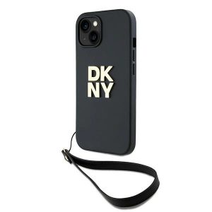 Husă DKNY Wrist Strap Stock Logo pentru iPhone 15 / 14 / 13 - neagră