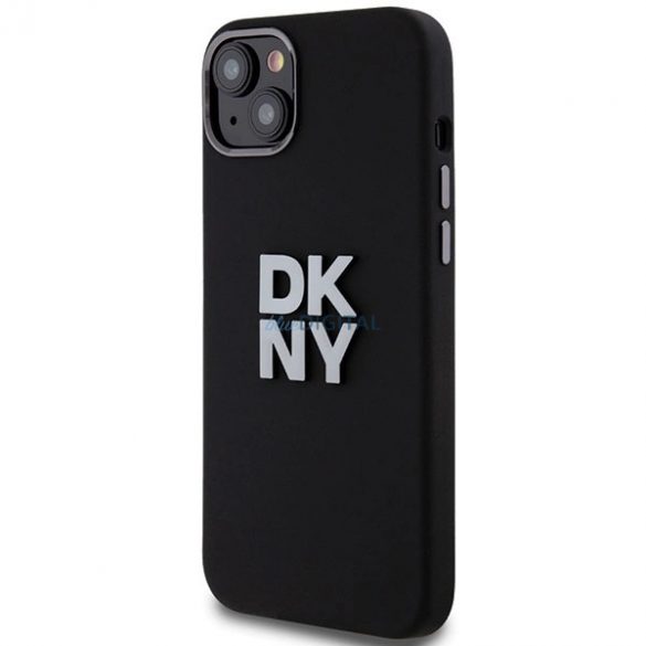 Etui DKNY Liquid Silicone Metal Logo pe iPhone 15 / 14 / 13 - czarne