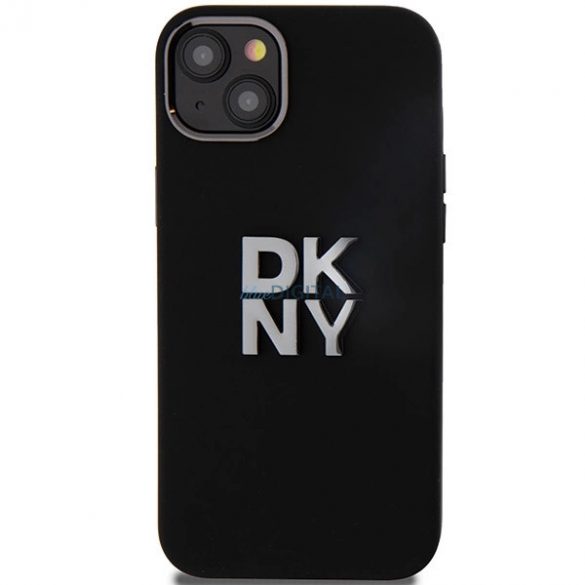 Etui DKNY Liquid Silicone Metal Logo pe iPhone 15 / 14 / 13 - czarne