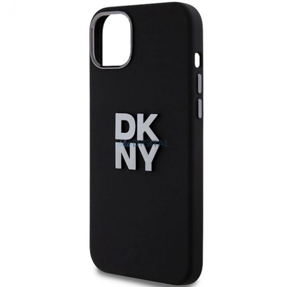 Etui DKNY Liquid Silicone Metal Logo pe iPhone 15 / 14 / 13 - czarne