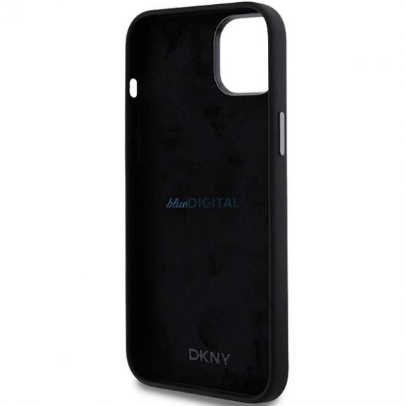 Etui DKNY Liquid Silicone Metal Logo pe iPhone 15 / 14 / 13 - czarne