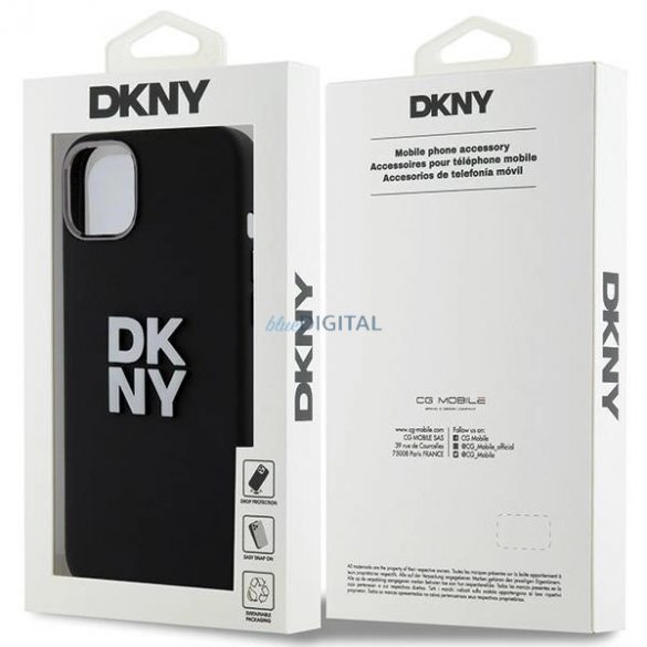 Etui DKNY Liquid Silicone Metal Logo pe iPhone 15 / 14 / 13 - czarne