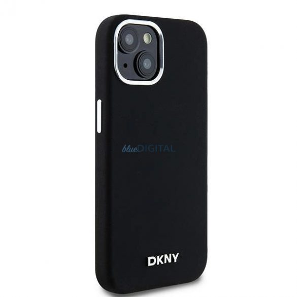 Etui DKNY Liquid Silicone Small Metal Logo MagSafe pe iPhone 15 / 14 / 13 - czarne