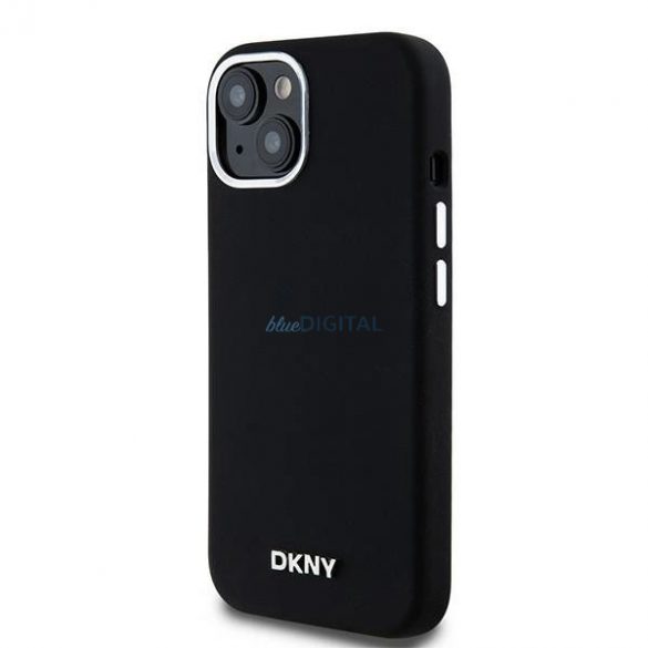 Etui DKNY Liquid Silicone Small Metal Logo MagSafe pentru iPhone 15 Plus / 14 Plus - czarne