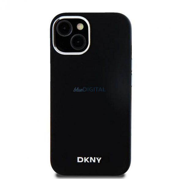 Etui DKNY Liquid Silicone Small Metal Logo MagSafe pentru iPhone 15 Plus / 14 Plus - czarne