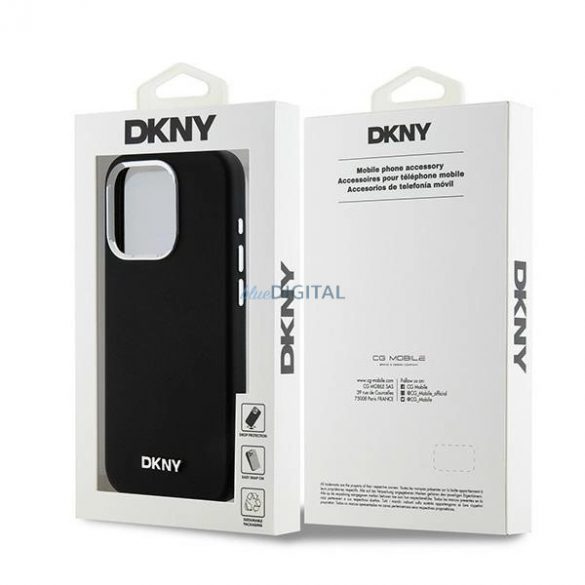 Etui DKNY Liquid Silicone Small Metal Logo MagSafe pentru iPhone 15 Pro - zarne