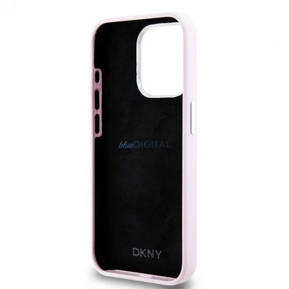 Etui DKNY Liquid Silicone Small Metal Logo MagSafe pe iPhone 15 Pro - rożowe