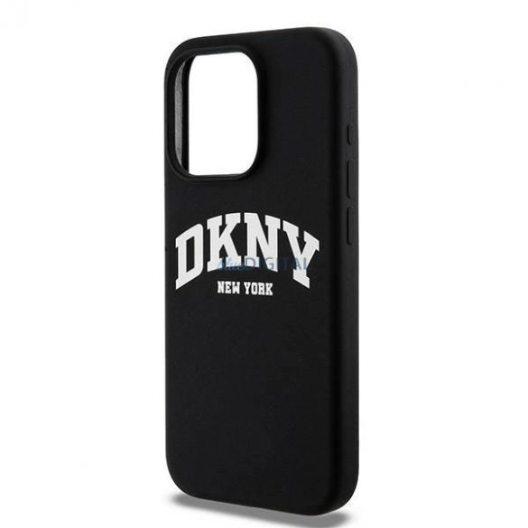 Etui DKNY silicon lichid alb imprimat logo MagSafe pe iPhone 13 Pro / 13 - czarne