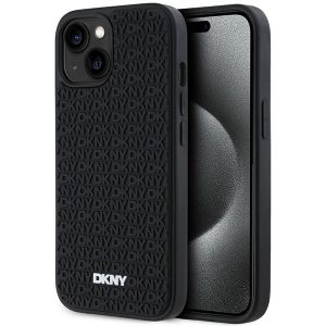 Husă DKNY 3D Rubber Repeat Pattern pentru iPhone 15/14/13 - neagră