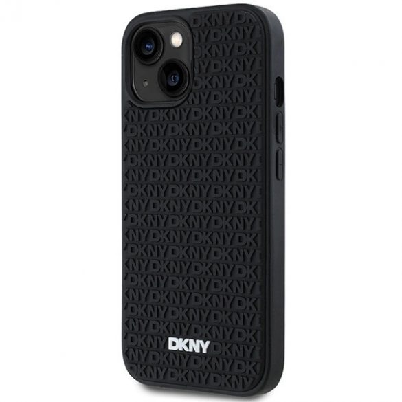 Husă DKNY 3D Rubber Repeat Pattern pentru iPhone 15/14/13 - neagră