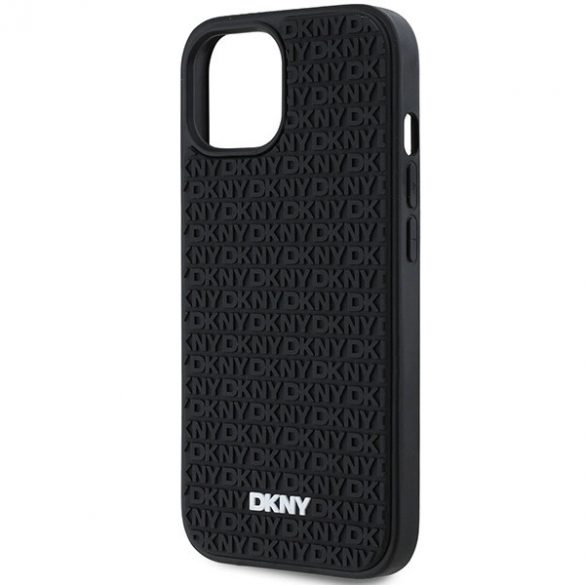 Husă DKNY 3D Rubber Repeat Pattern pentru iPhone 15/14/13 - neagră