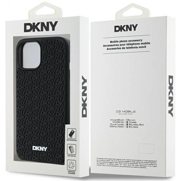 Husă DKNY 3D Rubber Repeat Pattern pentru iPhone 15/14/13 - neagră