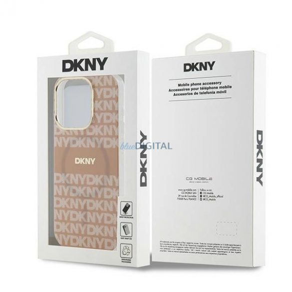 Husa DKNY IML Mono & Stripe MagSafe pentru iPhone 13 Pro / 13 - roz