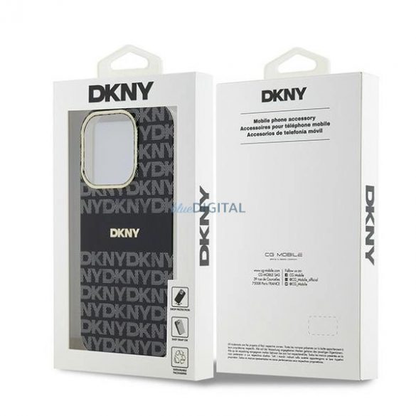 Husă DKNY IML Mono & Stripe MagSafe pentru iPhone 13 Pro / 13 - Neagră