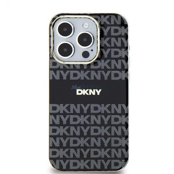 Husă DKNY IML Mono & Stripe MagSafe pentru iPhone 15/14/13 - Neagră