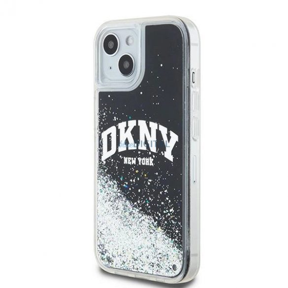 Etui DKNY Liquid Glitter Big Logo pe iPhone 15 Plus / 14 Plus - zarne