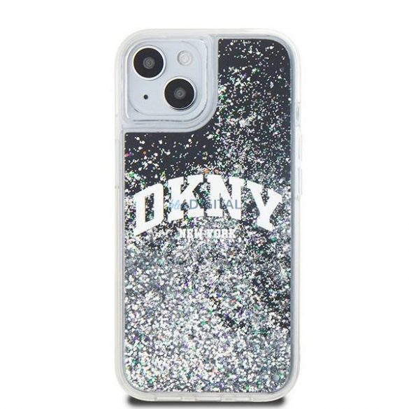 Etui DKNY Liquid Glitter Big Logo pe iPhone 15 Plus / 14 Plus - zarne